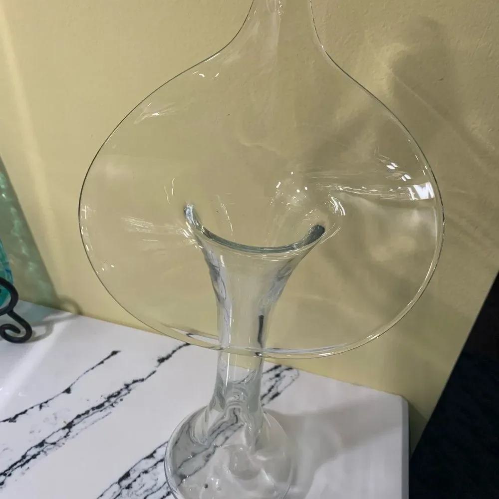 Vintage Jack in the Pulpit Blown Clear Glass Accent Bud Vase with Unique Design